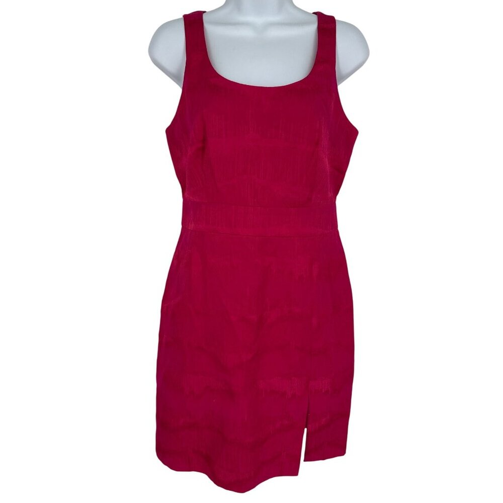 Calvin Klein Womens Sleeveless Textured Sheath Dress Back Zipper Scoop Neck Sz 4
